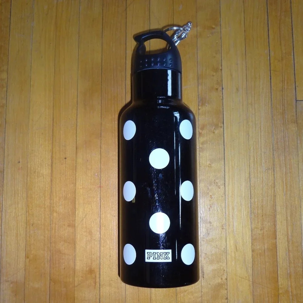 🆕 PINK victoria's secret polka black white polka dot water bottle Sold out! - Picture 3 of 6
